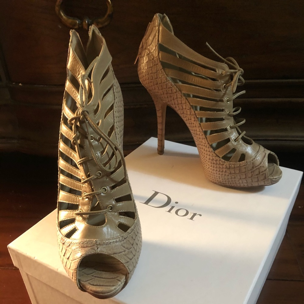 Christian Dior Cage Platform peep-toe lace ups